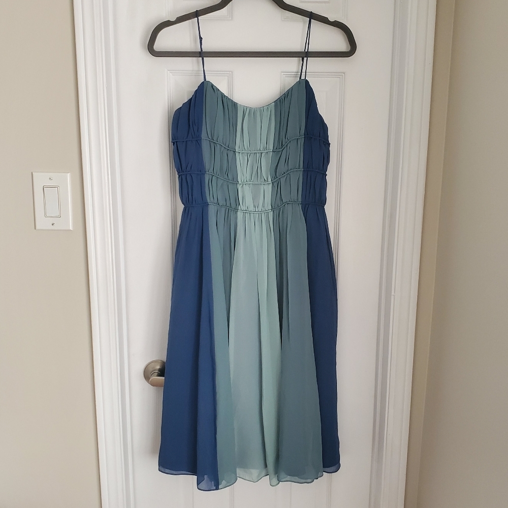 100% Silk VEUC Blue Striped Betsy Johnson Dress